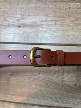 Women’s Frye Cognac Leather Belt with Brass Buckle Size L/XL 25 mm NWT